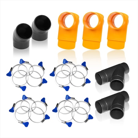 Powertec 2-1/2-Inch Dust Collection Fittings Kit w/ Connectors, Blast Gates and Clamps, Three Machine Set-Up 70315